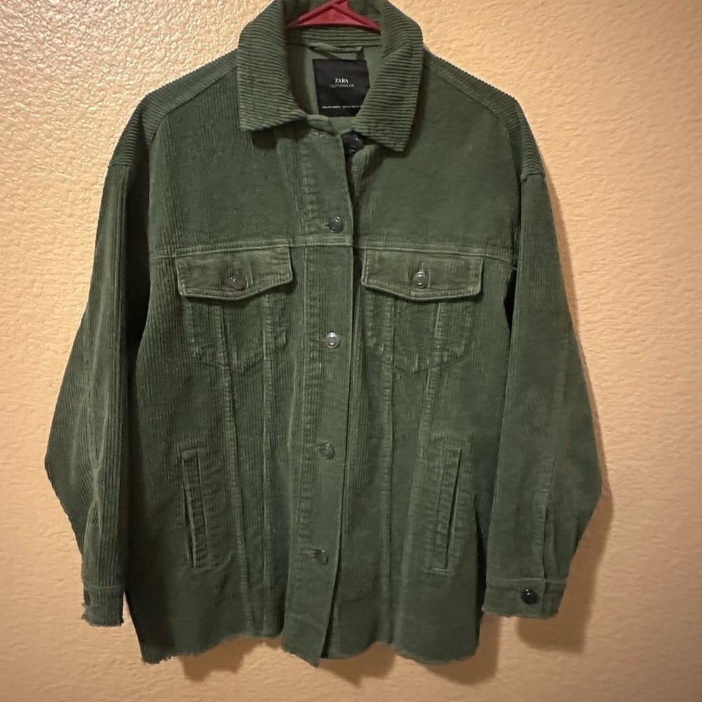 Zara Olive Utility Corduroy Jacket